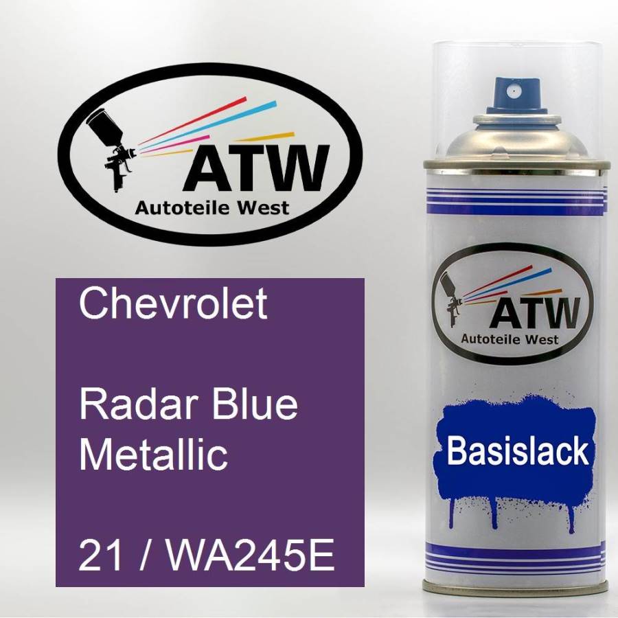 Chevrolet, Radar Blue Metallic, 21 / WA245E: 400ml Sprühdose, von ATW Autoteile West.